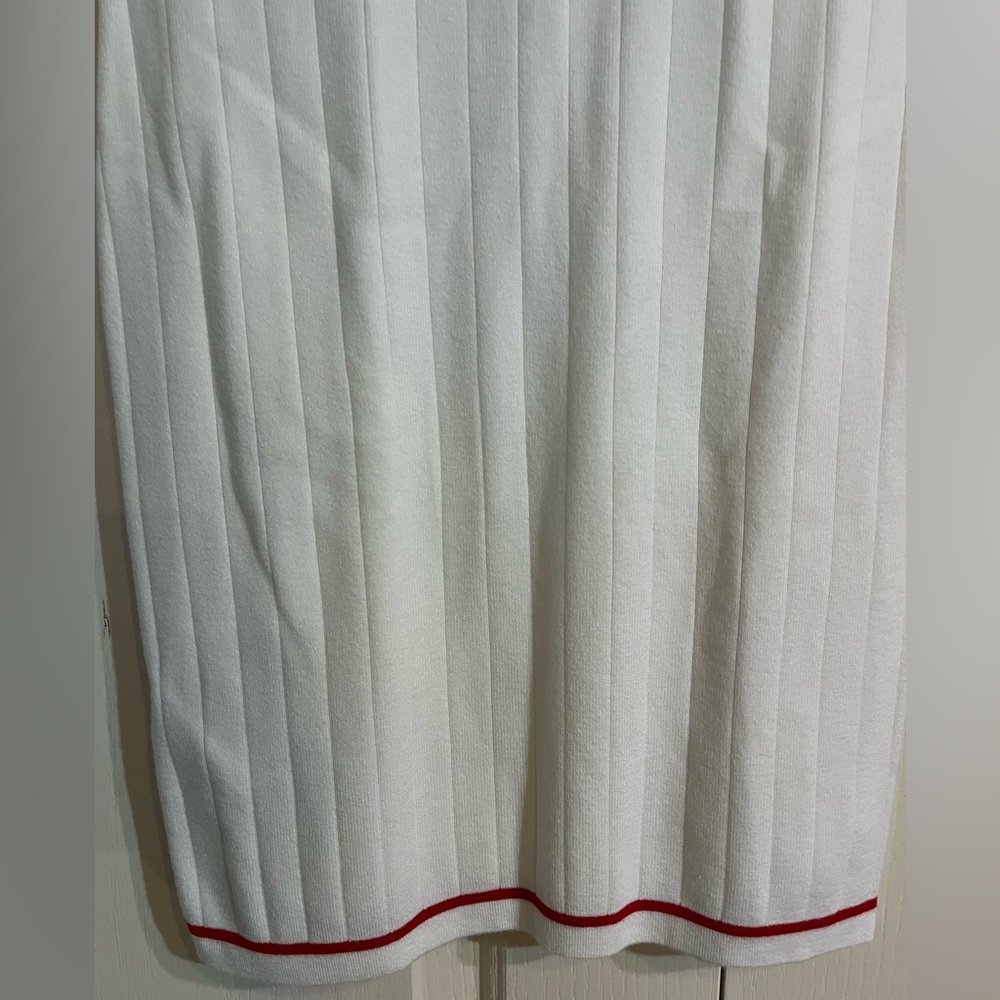 Mango MNG White Mini Dress with Red Trim Short Sleeve NWOT Size Small - Picture 7 of 9
